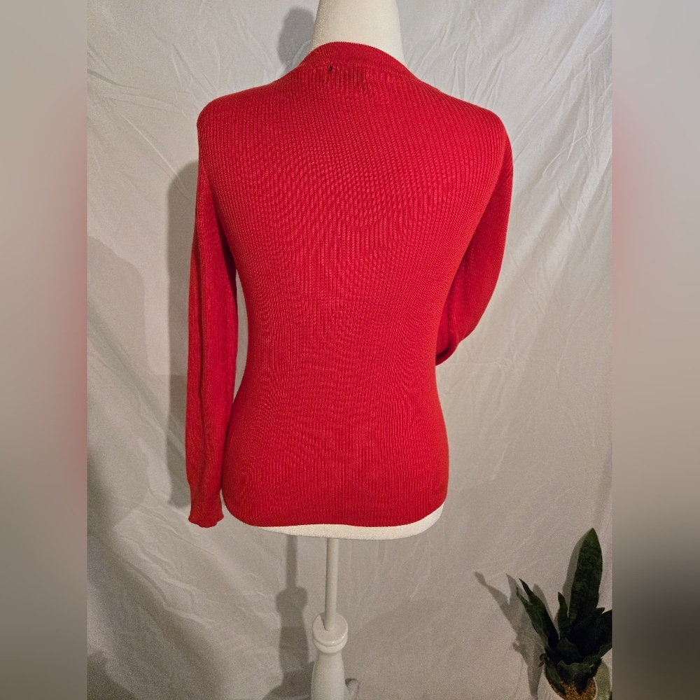 Tahari Bold Burnt Orange Crew Neck Sweater - Picture 2 of 9
